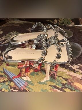 Alex Marie Silver Jeweled Mules